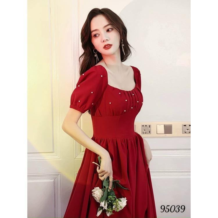 Đầm xoè đính ngọc cổ vuông siêu sang trọng - tôn dáng sành điệu tiểu thư cho các chị em