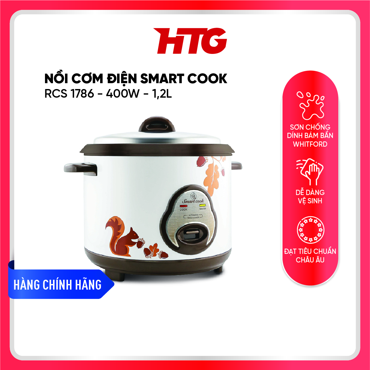 Nồi cơm điện Smart cook 1,2 lít RCS 1786 Hàng chính hãng Elmich