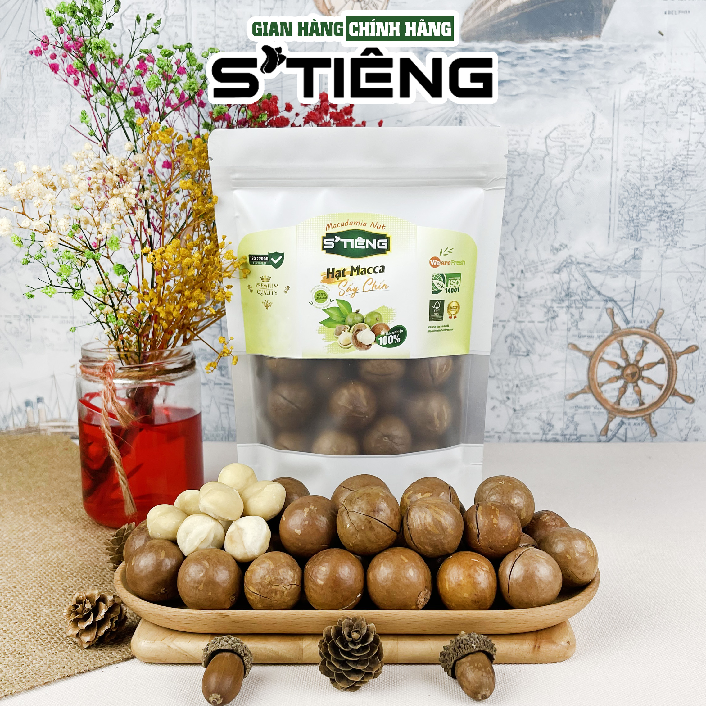 Hạt Macca Nứt Vỏ Sấy Chín STIENG Giòn Ngon