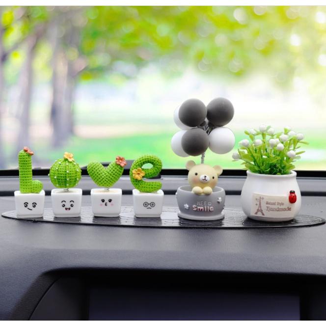 Set trang trí taplo ô tô hình chữ LOVE xương rồng xinh xắn loại to, đẹp - Hoàng Đông Shop