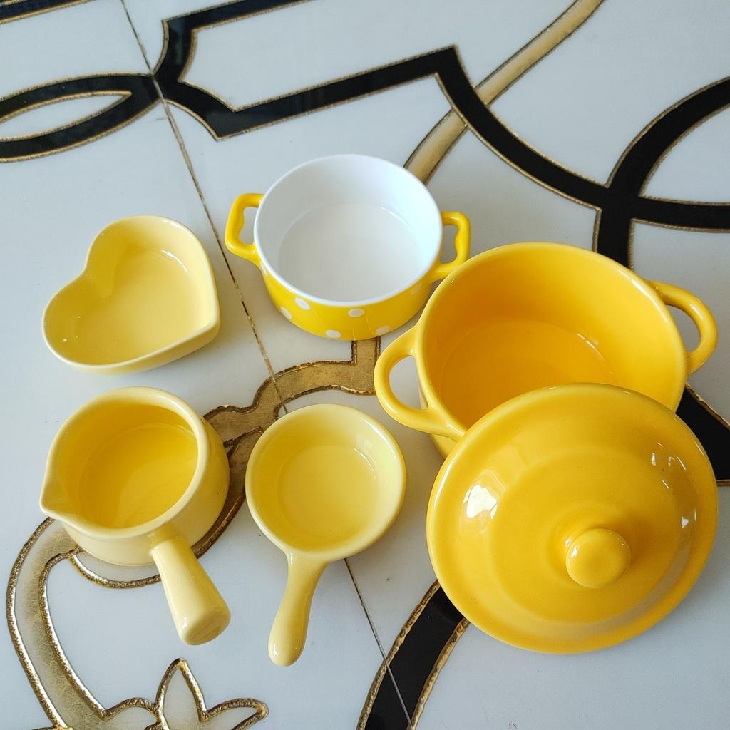 Trọn Bộ Mâm Cơm Chén Tô Dĩa 21 món Sắc Vàng Quý Tộc Gốm Sứ Cao Cấp Hàng Khử Chì Dành Cho Cả Gia Đình