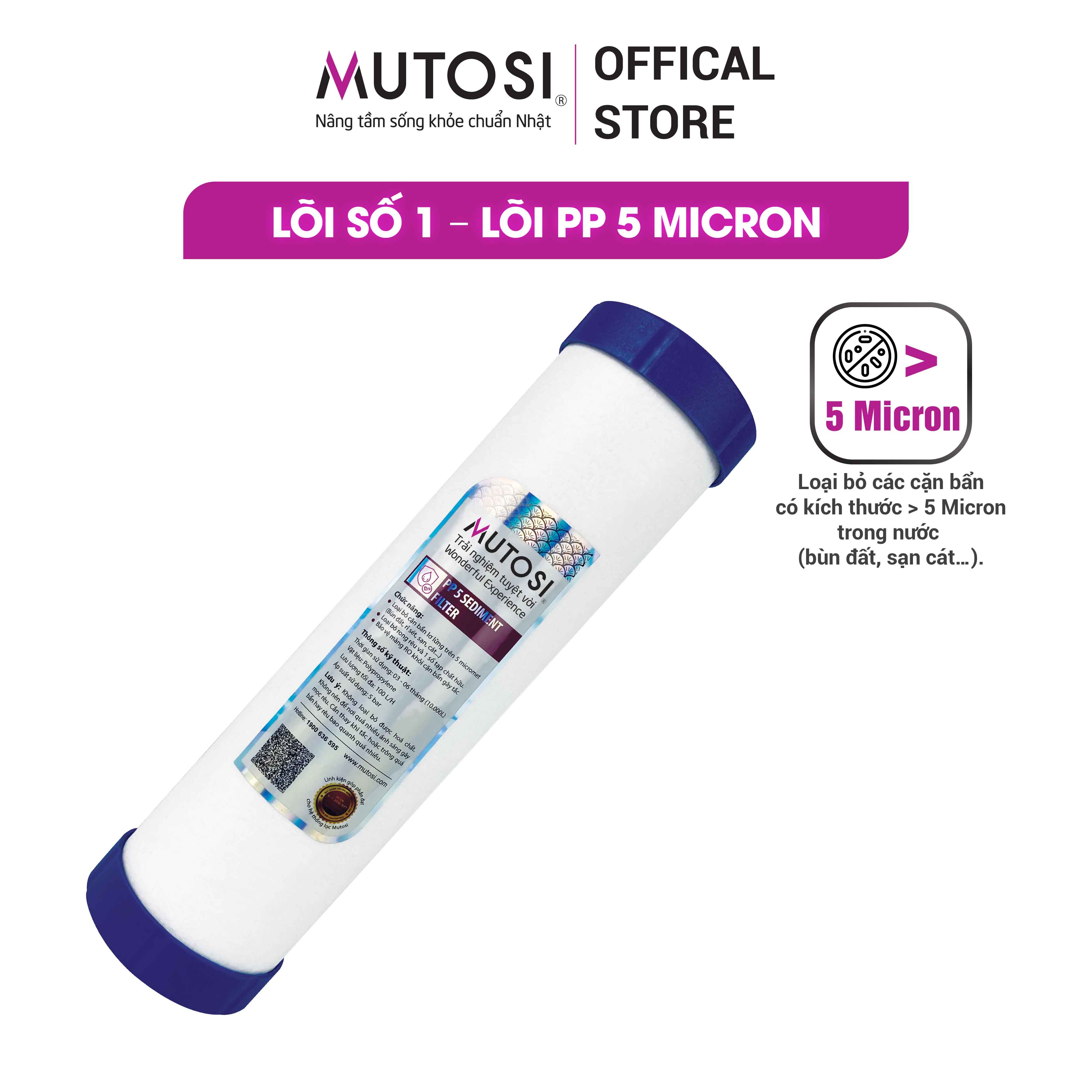Lõi số 1 – PP 5 micron - Máy lọc nước RO - Hàng chính hãng Mutosi