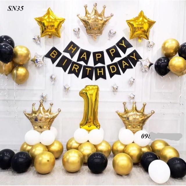 Set trang trí vương miện vàng /xanh .