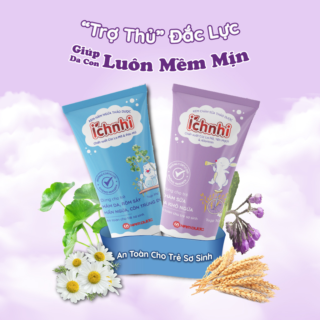 Kem chàm sữa thảo dược Ích Nhi - Tuýp 30gram, giảm ngứa nhanh, dưỡng ẩm sâu, an toàn cho trẻ sơ sinh
