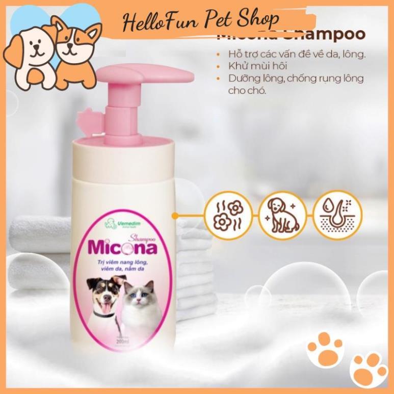 Sữa tắm cho chó mèo viêm nang lông, viêm da, nấm da Micona 200ml