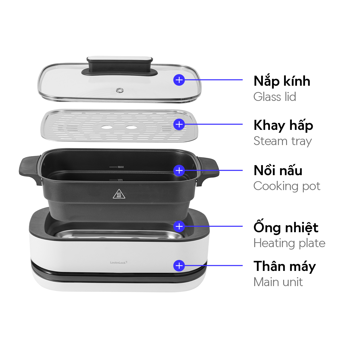 Nồi Điện Đa Năng LocknLock EJP261WHT Dung Tích 6L, Hàng Chính Hãng, Tùy Chỉnh Công Suất Và Hẹn Giờ - JoyMall