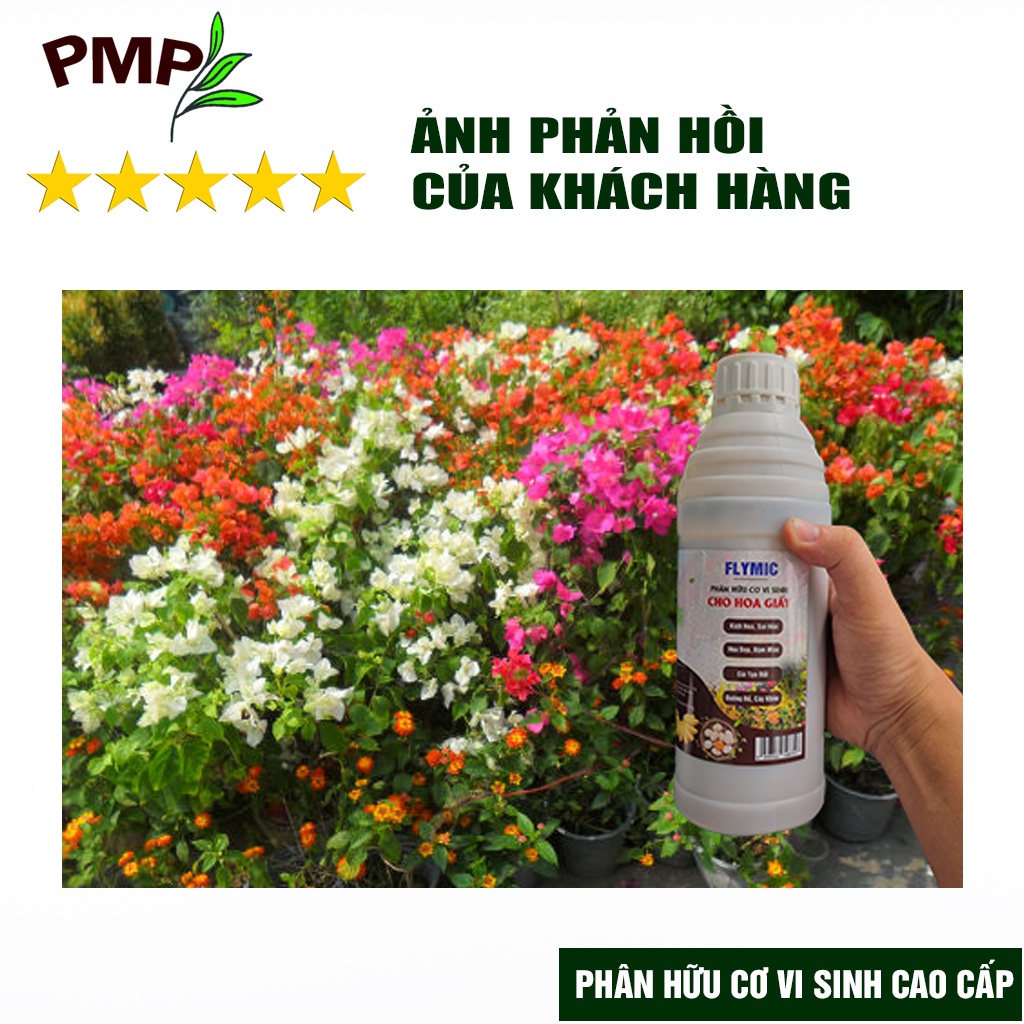 Phân bón hoa giấy Flymic PMP giúp kích hoa, lặp hoa nhanh, sai hoa, hoa nở đồng loạt chai 1 lít