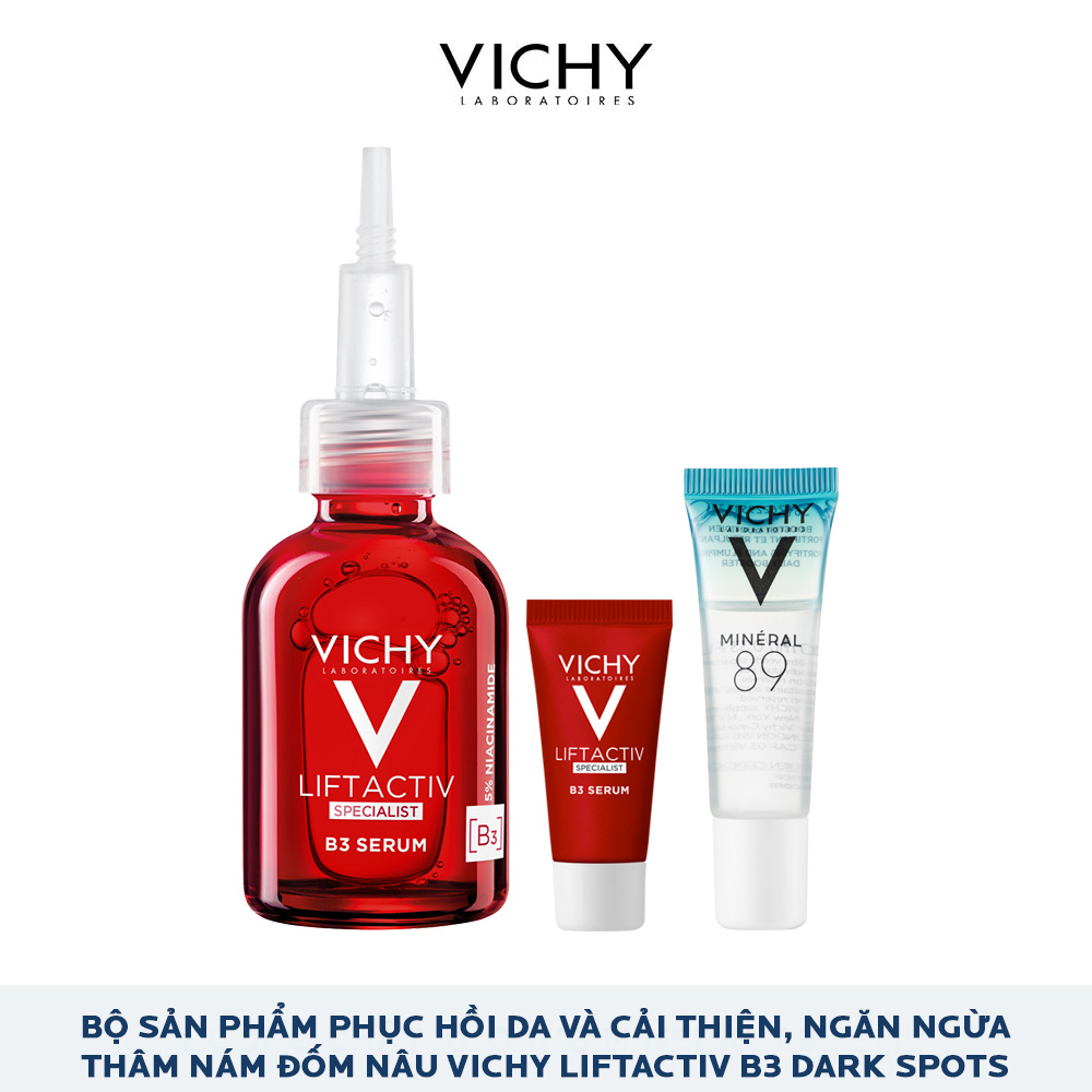 Bộ sản phẩm phục hồi da và cải thiện, ngăn ngừa thâm nám đốm nâu Vichy Liftactiv B3 Dark Spots Serum