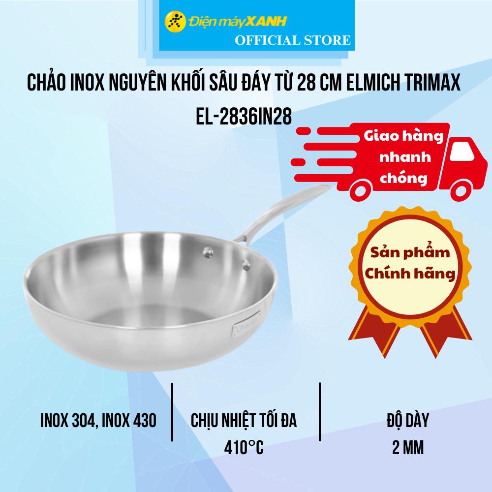 Chảo inox nguyên khối sâu đáy từ 28 cm Elmich Trimax EL-2836IN28