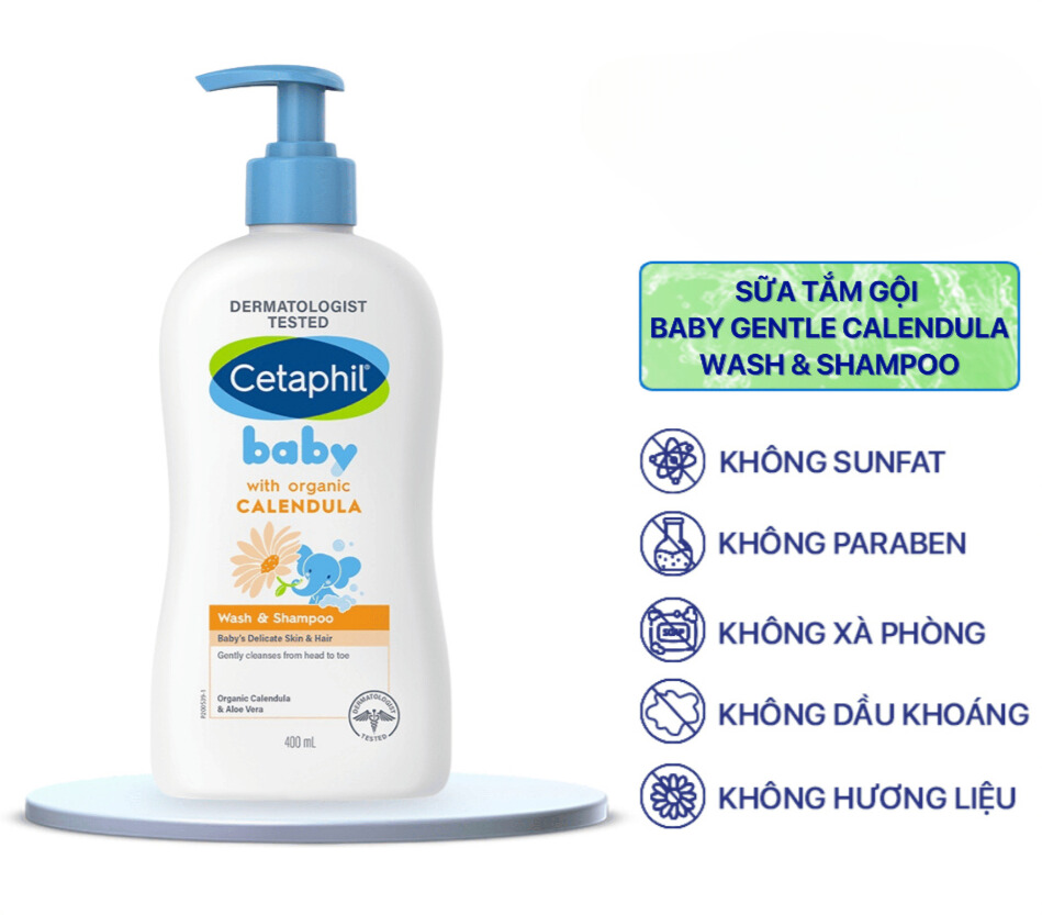 Sữa tắm gội toàn thân baby hoa cúc Cetaphil 400ml