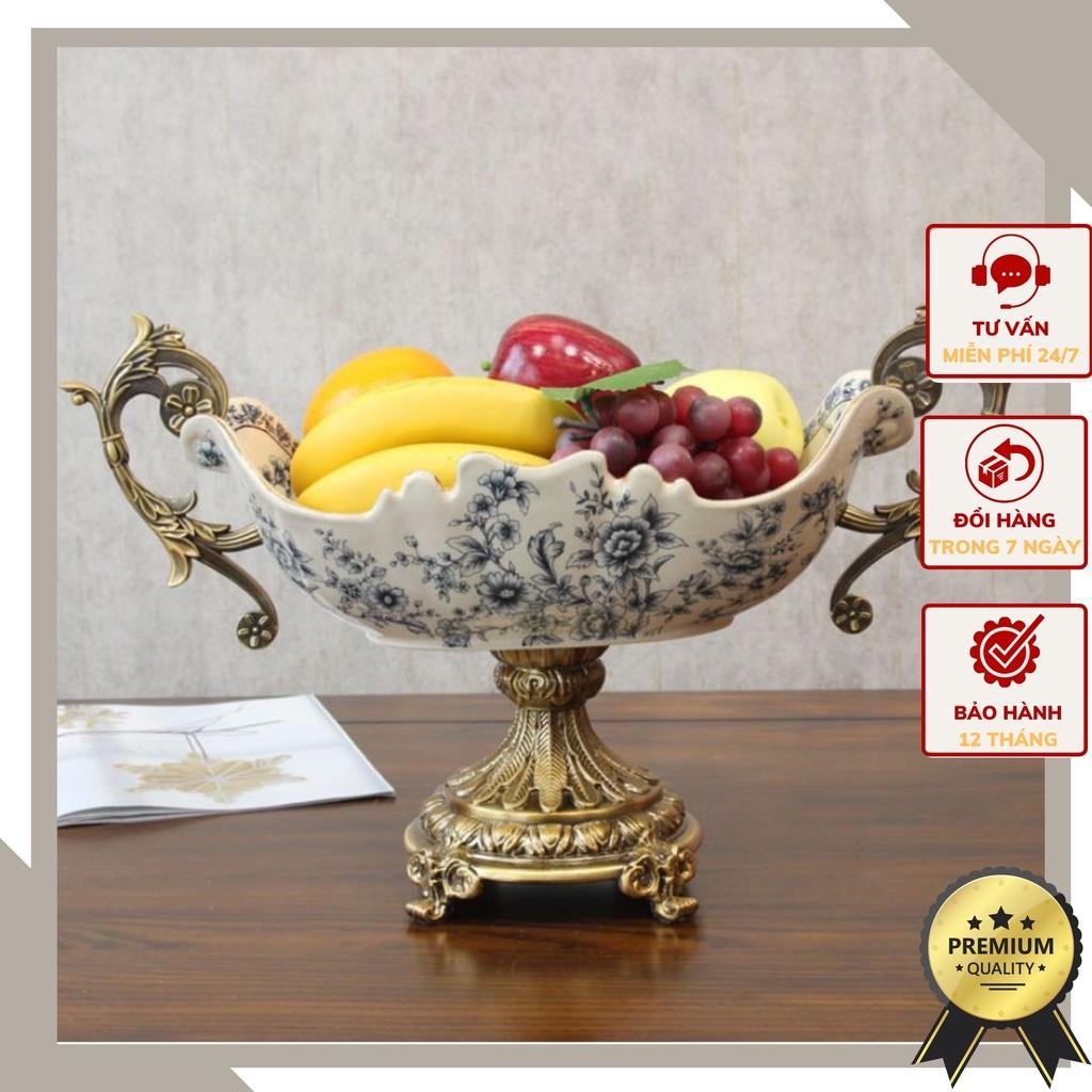 Đĩa quả men sứ rạn hoa nhí xanh mang phong cách tân cổ điển sang trọng CB30-DQ1