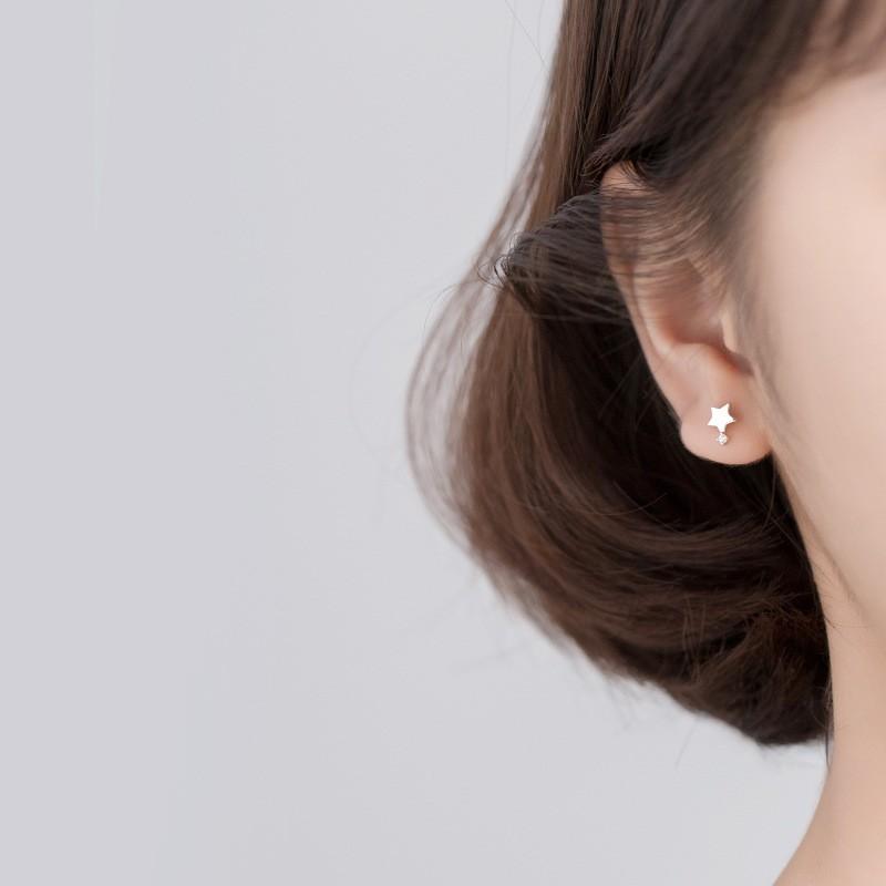 Khuyên tai bạc Ý s925 sao 5 cánh bất đối G4543 - AROCH Jewelry