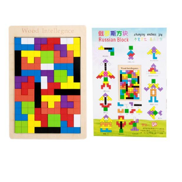 Đồ Chơi Ghép Hình Tetris Montessori Phát Triển Trí Tuệ Cho Bé Vừa Chơi Vừa Học