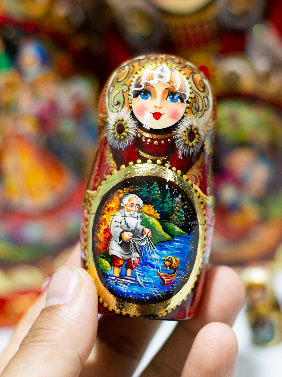 BỘ BÚP BÊ NGA MATRYOSHKA 10 LỚP CAO 26CM HOA VĂN "CHUYỆN CỔ TÍCH PUSHKIN" CỰC ĐẸP VÀ SANG TRỌNG