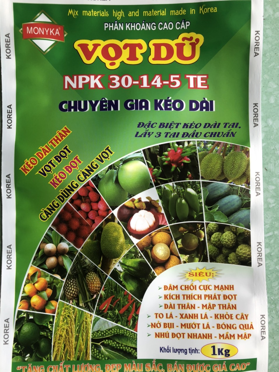 1 KG PHÂN BÓN NPK 30-14-5 TE , PHÂN BÓN VỌT THÂN , PHÂN BÓN VỌT ĐỌT , PHÂN BÓN LỚN LÁ