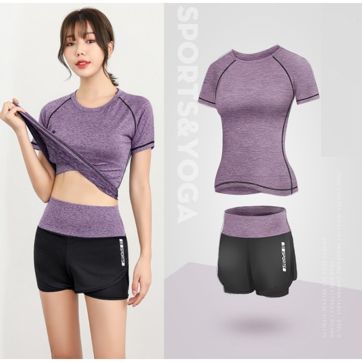 Bộ Đồ Tập Gym Nữ Trẻ Trung 2 Món - Set Quần Áo Tập GYM YOGA Nữ - TÍM - 2XL