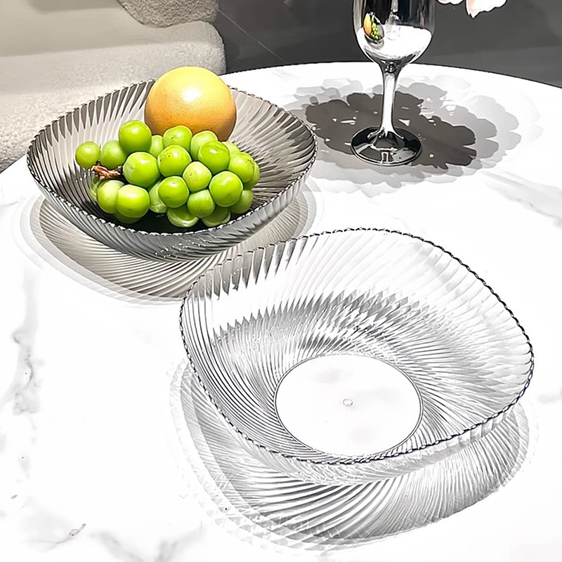 Đĩa Đựng Hoa Qủa, Khay Đựng Trái Cây, Bánh Kẹo Đa Năng Chất Liệu Nhựa PET Vân Sóng Sang Trọng