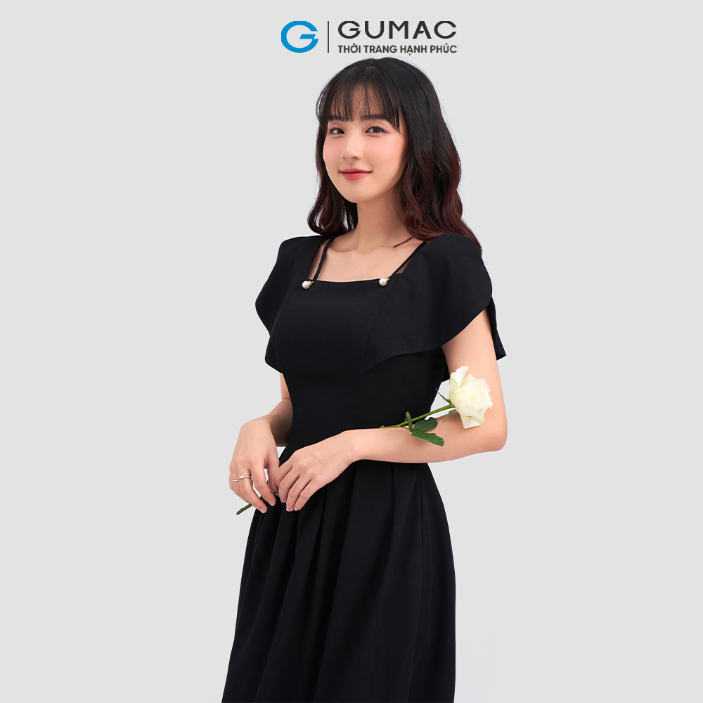 Đầm  xếp ly phối ngọc DC12029 thời trang GUMAC
