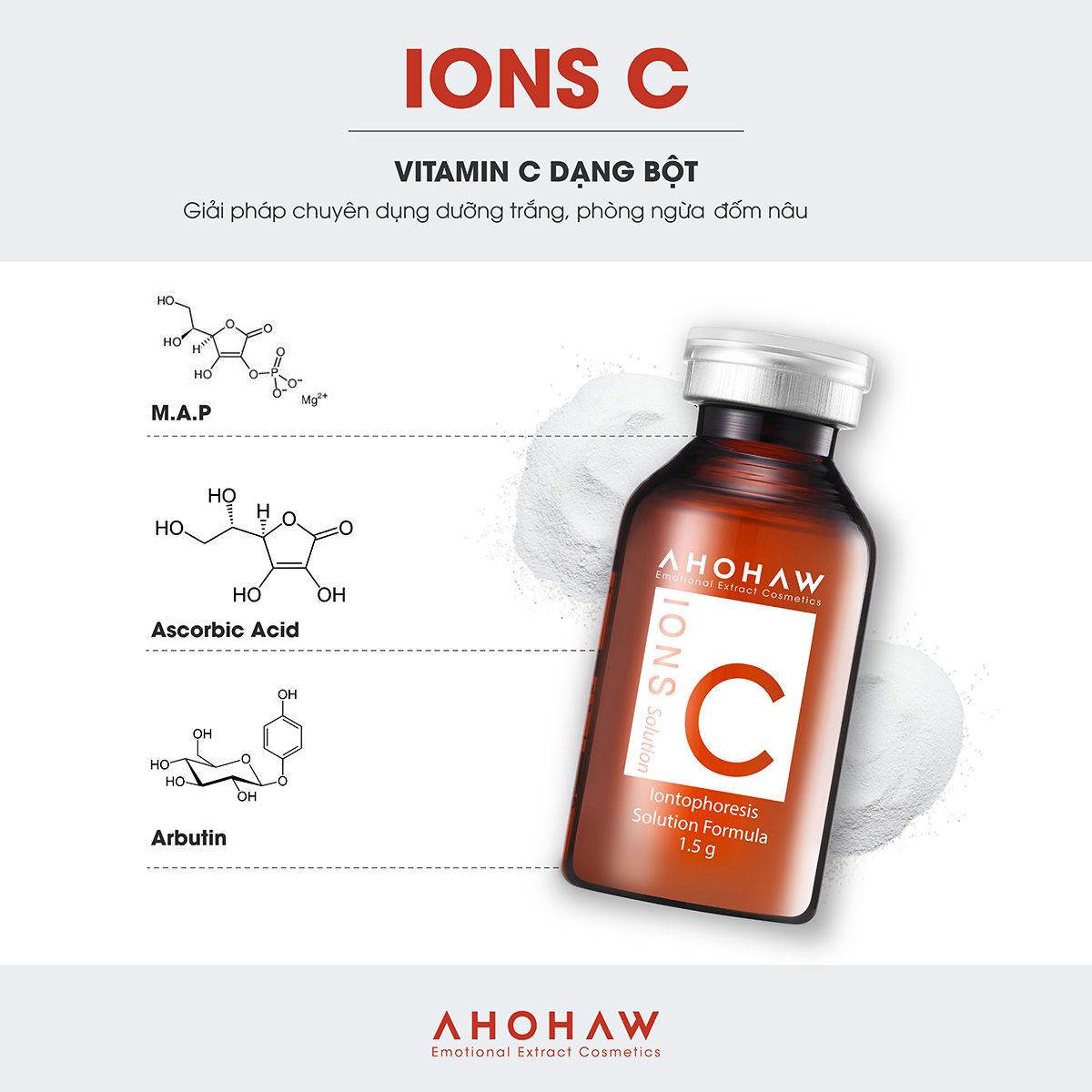 Hộp 20 Chai Bột Vitamin C Cao Cấp Ahohaw Ion C Solution - Hàng Chính Hãng