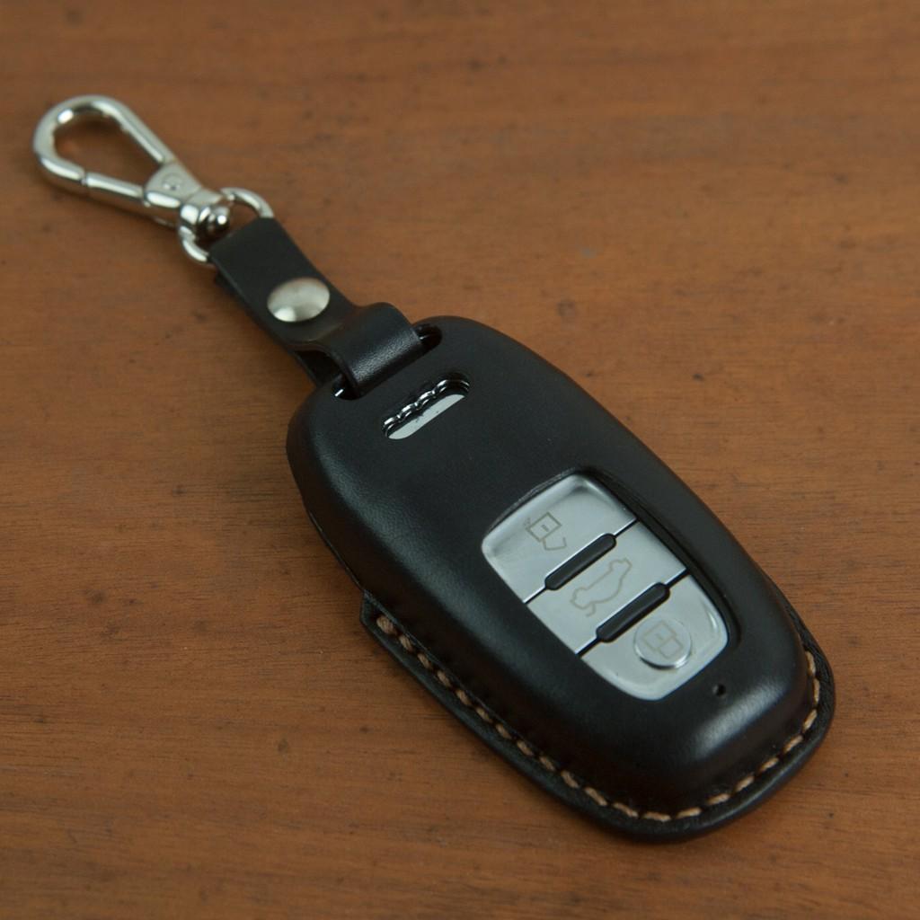 BAO DA CHÌA KHÓA XE DÀNH RIÊNG CHO SMARTKEY XE AUD - BAO DA MÀU ĐEN - DA BÒ NHẬP KHẨU