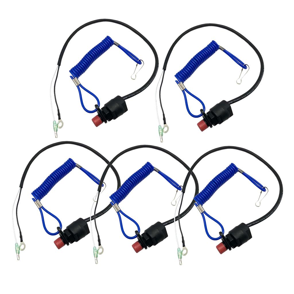 5x Boat Outboard Motor Kill Stop Switch & Safety Tether Lanyard for Yamaha