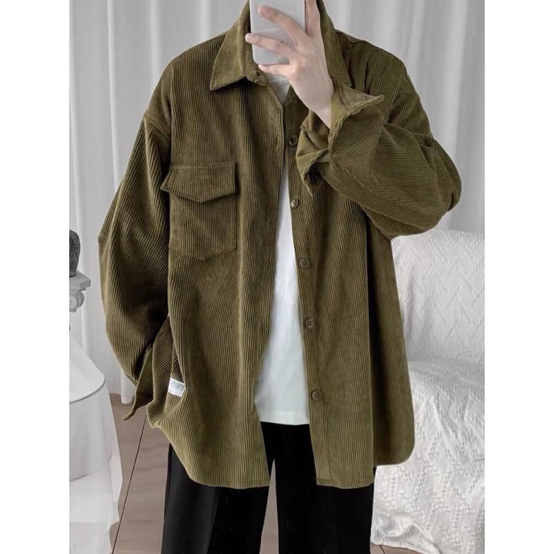 Mua Áo Sơmi nhung Tăm vintage 4 Màu Zozo_Unisex - Xám,M tại TheZoo Mua Áo Sơmi Nhung Tăm Vintage 4 Màu Zozo_Unisex - Xám,M Tại Thezoo