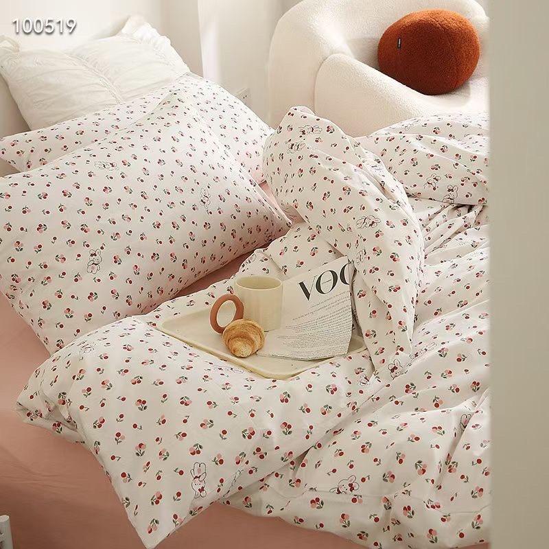 Set Cotton LiVing Hàng Nhập Khẩu Cao Cấp Hoa Nhí Hồng