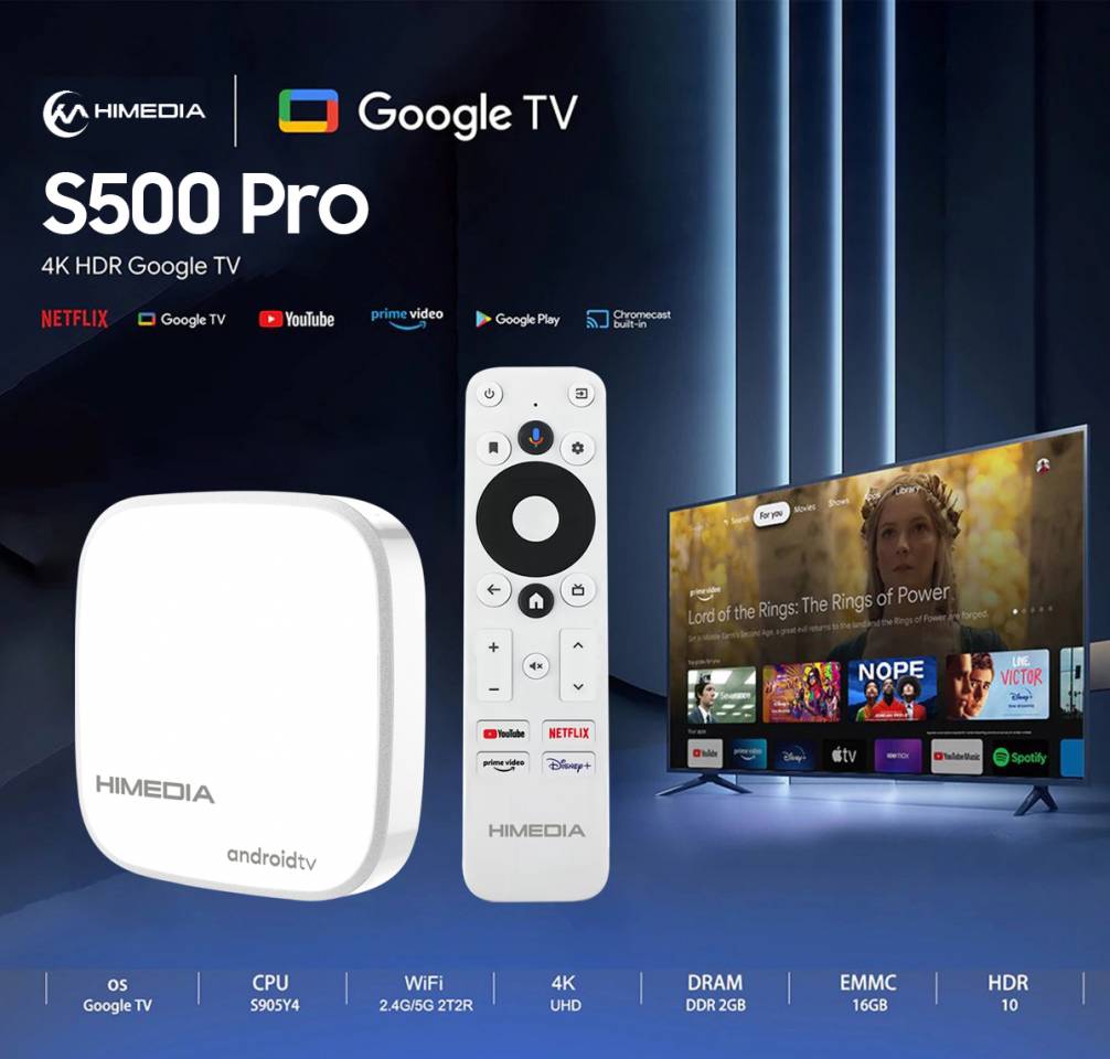 Android Tivi Box Himedia S500 Pro Android TV 11 Bản Quyền, Netflix 4K - Hàng Chính Hãng