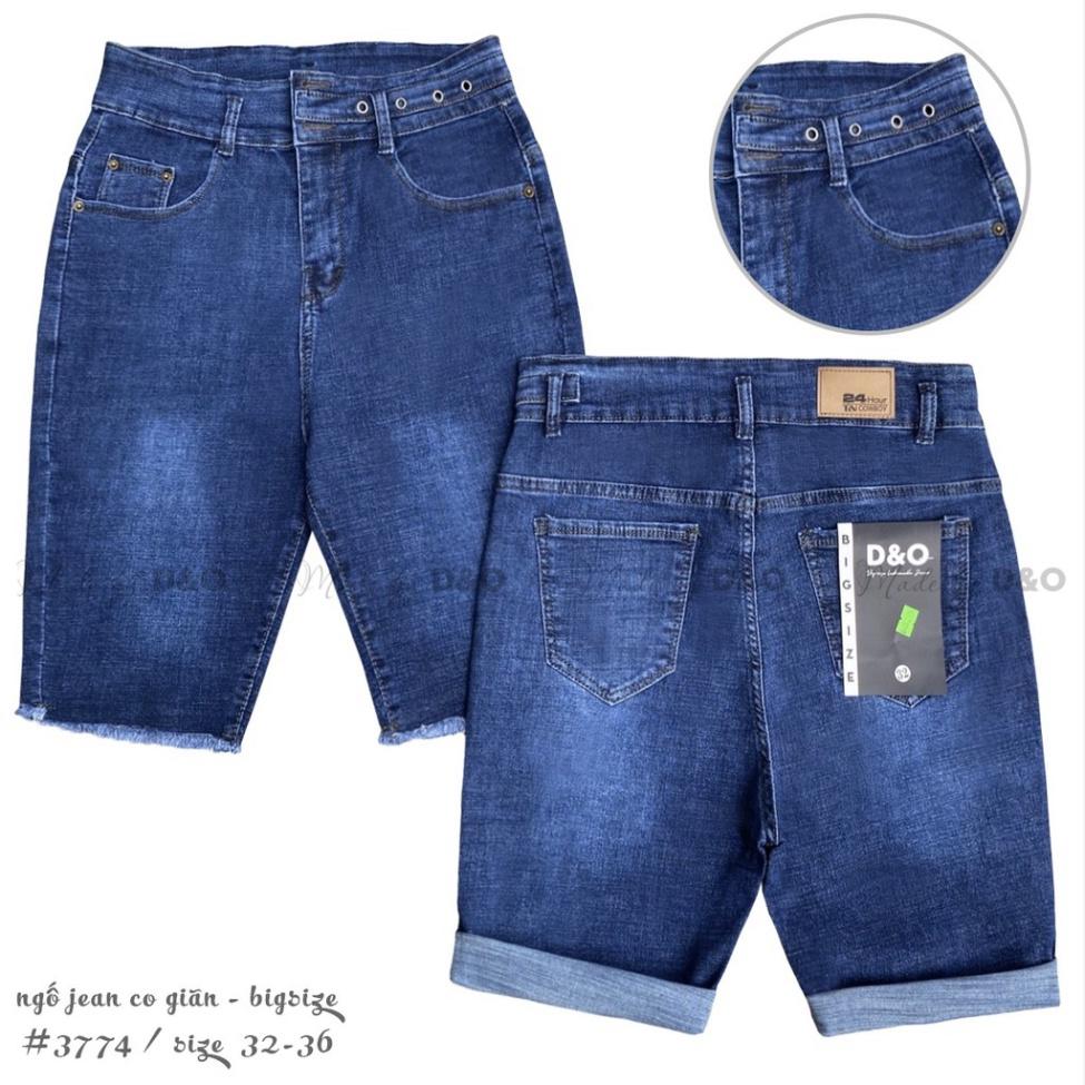 Quần Jeans Lửng 7 tất QJ008 Xanh Đá Trơn Size ĐẠI - Lưng Cao - Hàng siêu co giãn