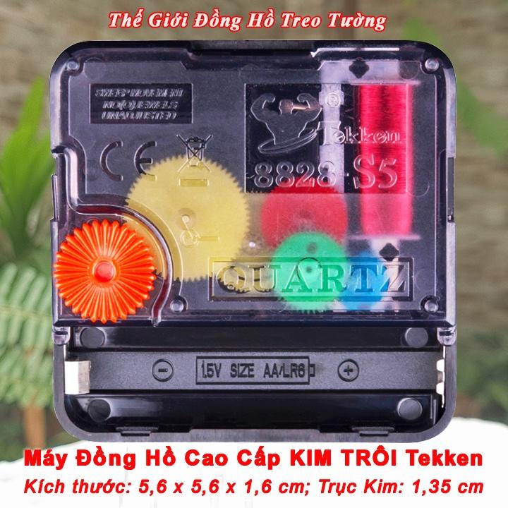 Máy Đồng Hồ Treo Tường KIM TRÔI Cao Cấp TEKKEN + Bộ Kim Dạ Quang + Pin Maxell + Bảo Hành 1 Năm