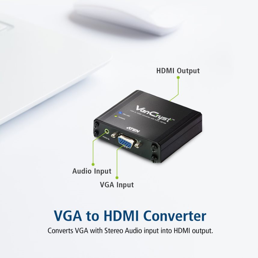 Converter VGA/Audio to HDMI aten VC180 - Hàng chính hãng