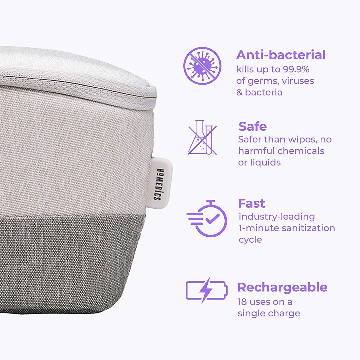 Túi khử khuẩn cá nhân công nghệ UV-CLEAN pin sạc HoMedics SAN-B100