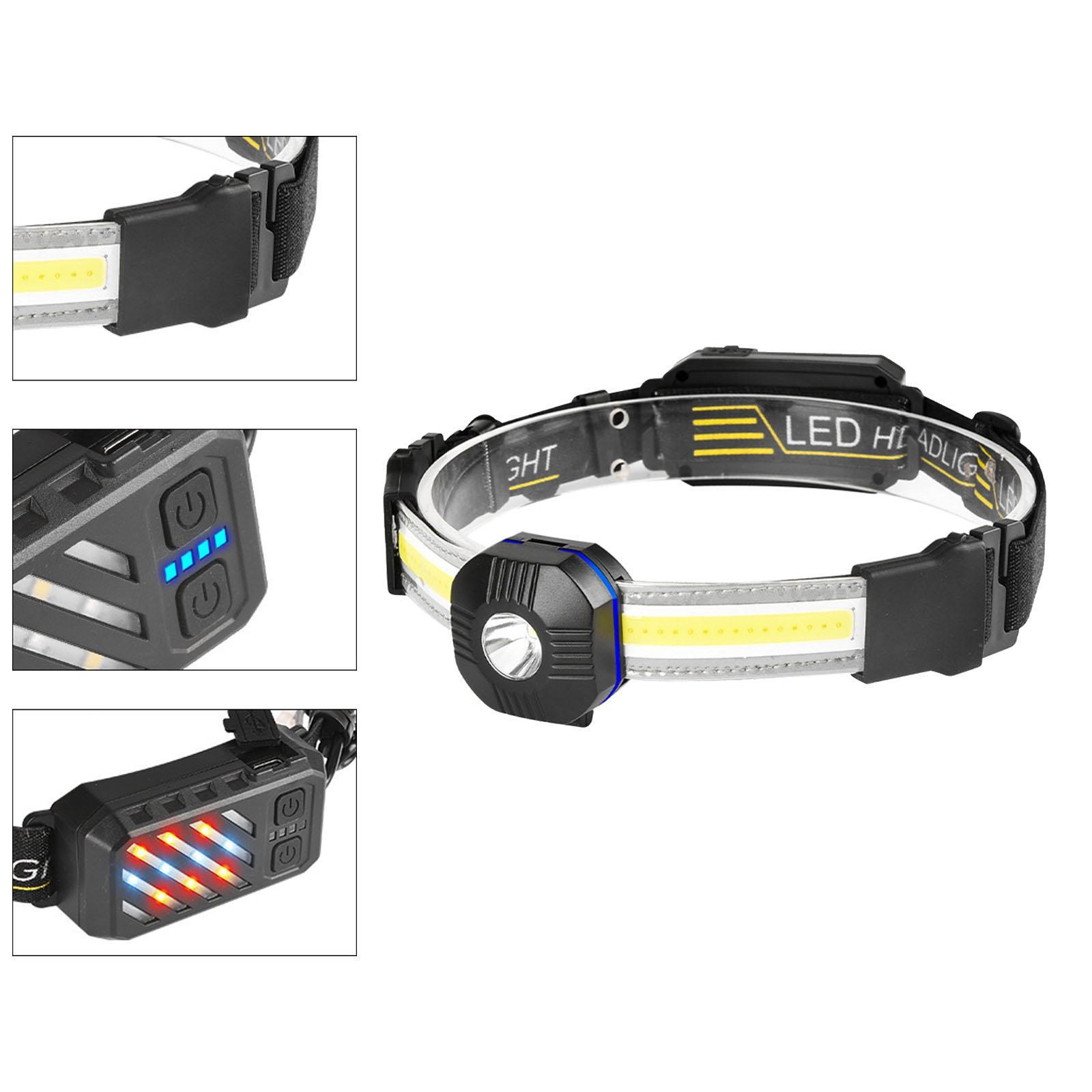 USB Headlamp Flashlight, LED Head Lamp Waterproof COB Headlight Head Lamp with 7 Light Modes for Outdoor Cycling Fishing Running Camping Climbing