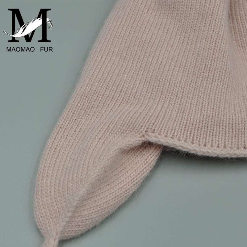 Nón Trẻ Em Trẻ Em Dễ Thương Ấm Beanies Bảo Vệ Tai Nón Mùa Thu Đông Bé Trai Bé Gái Angora Đan Nón Cho Bé Thật Lông Thú bóng Unisex Nắp