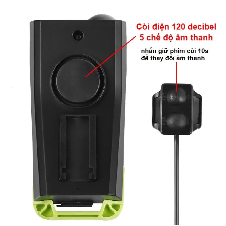 Đèn pha xe đạp 2 bóng T6 có còi