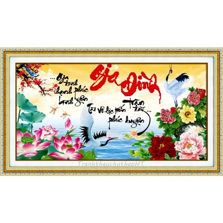Tranh đính đá gia đình 75*45cm - tự đính