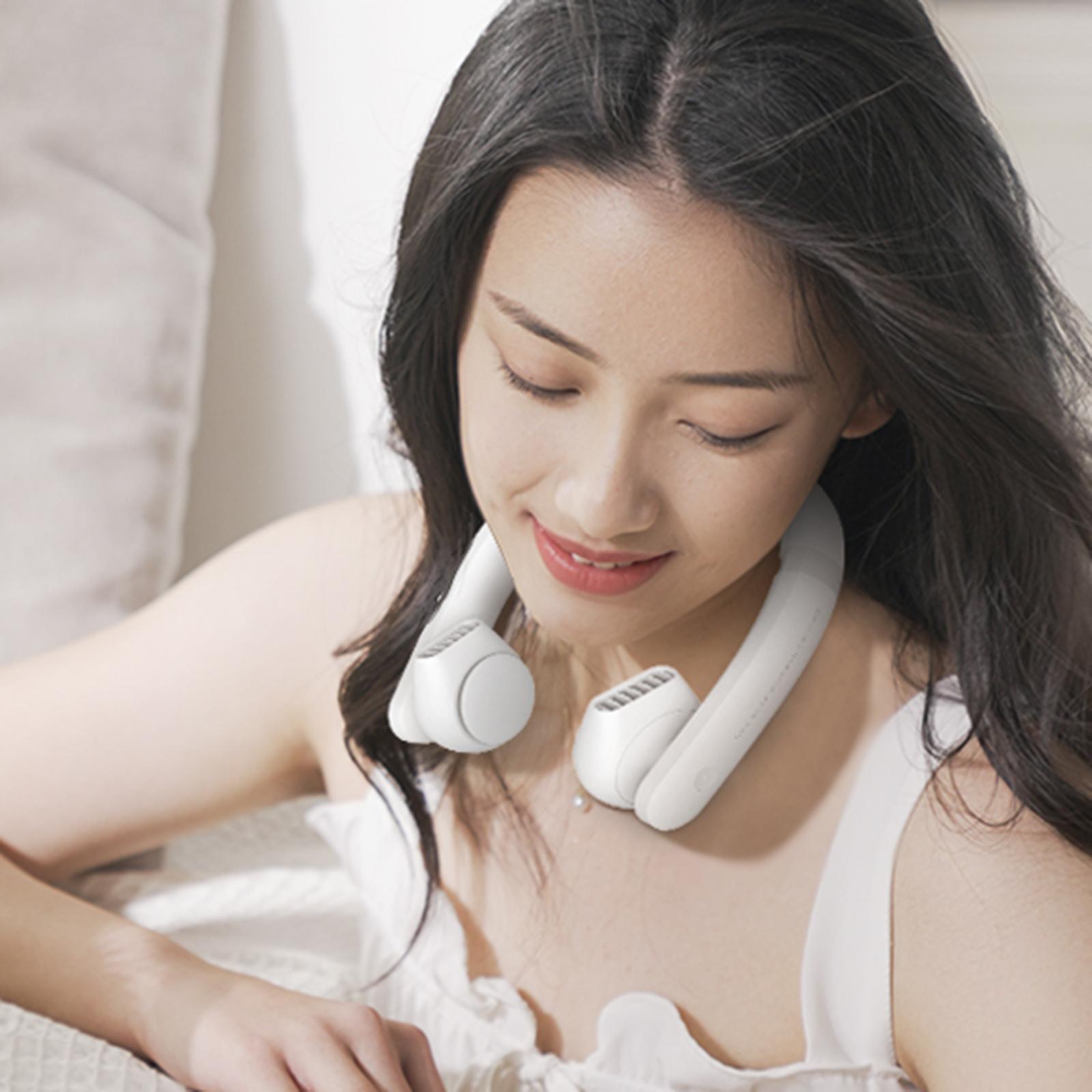Portable USB Rechargeable Neckband Cooling Fan Neck Hanging Fan With Headset