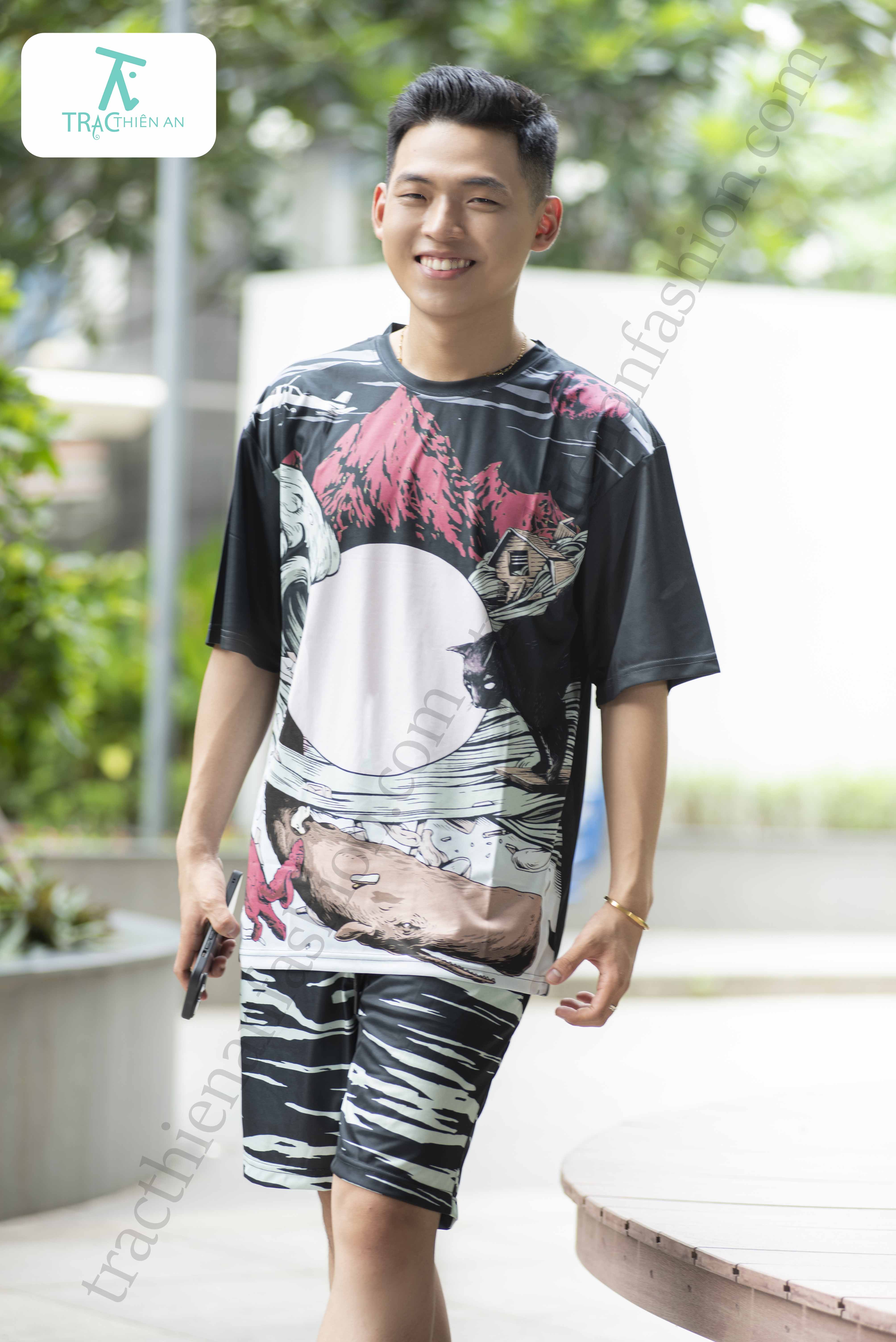 Quần áo bộ Mèo Đen và Cá Voi Xanh Unisex - Dành cho các cặp đôi và giới trẻ năng động cá tính
