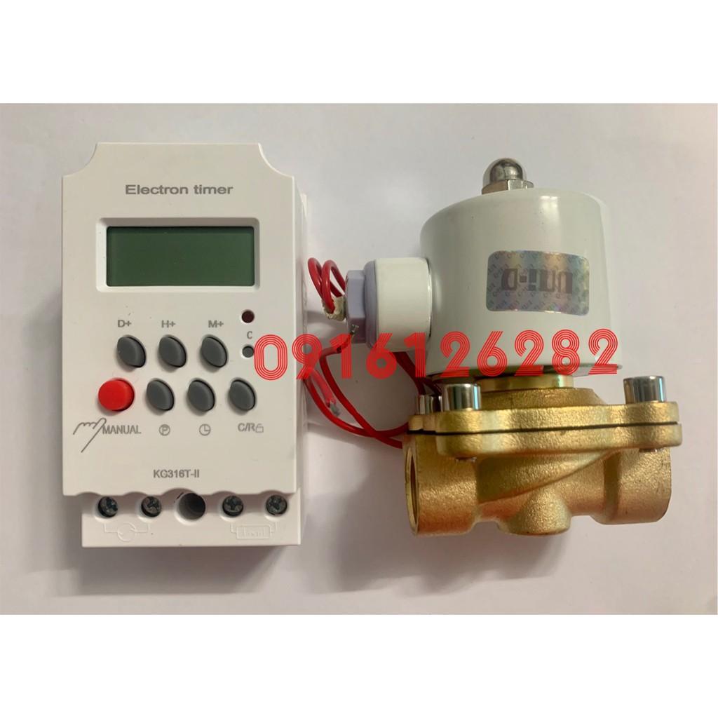 Bộ tưới cây tự động 1 Công tắc hẹn giờ KT316T-II +van phi 27, công tắc hẹn giờ, van nước tự động, van điện từ