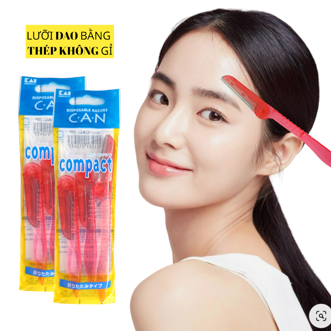 Dao Cạo Lông Mày Cán Gập Nữ Kai Razor 12433 (Combo Dao Cạo Và Set Mini )