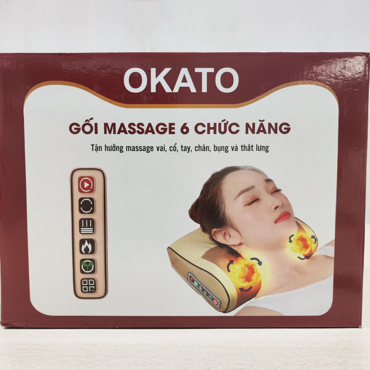 Gối massage cổ vai gáy, máy massage hồng ngoại 20 bi cao cấp