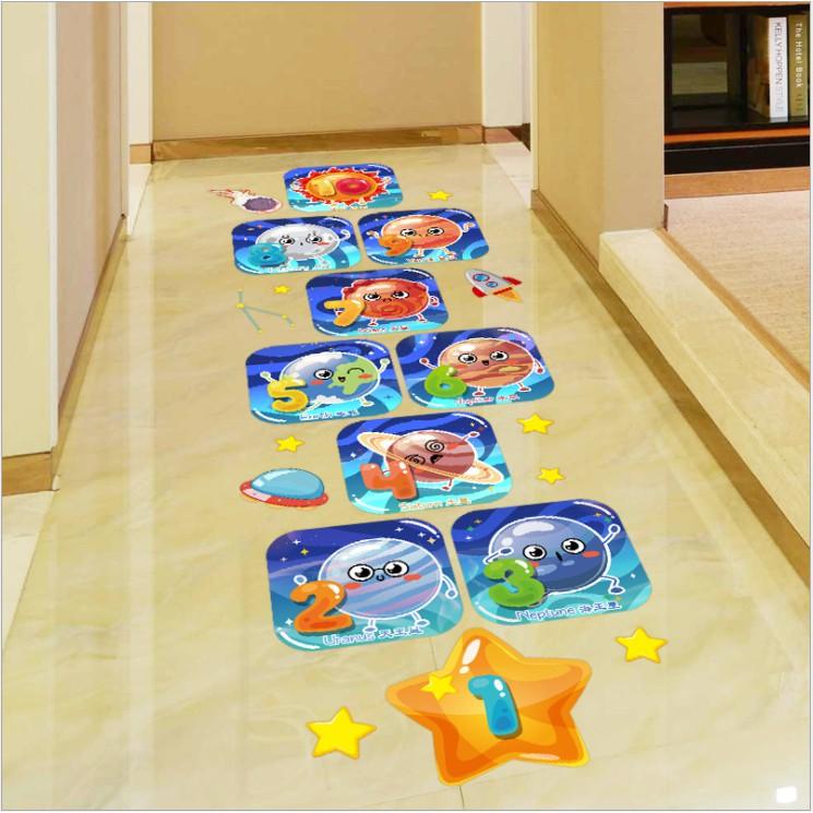 Decal dán tường trang trí - Ô LÒ CÒ BÉ BÓNG HÀNH TINH XANH CHO BÉ YÊU