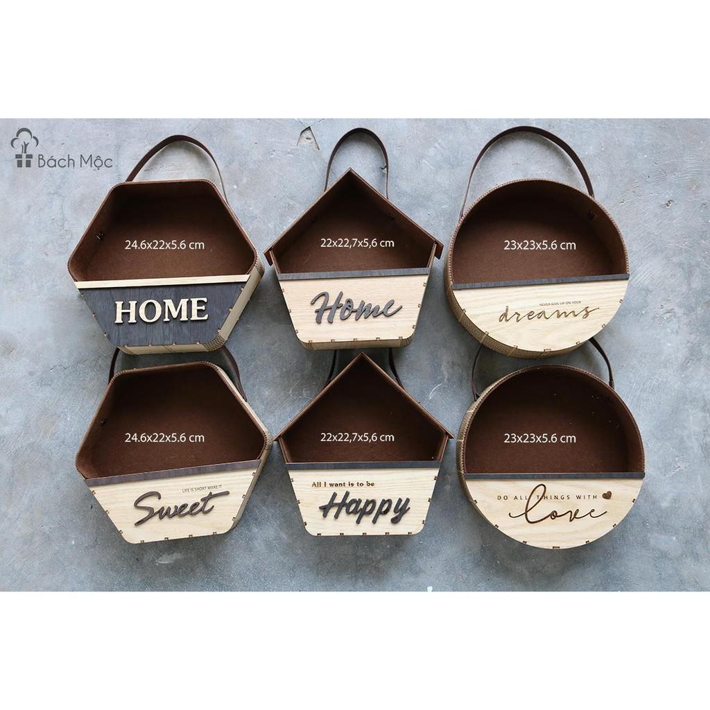Giỏ hoa treo DN Homelife trang trí Xinh lịm tim, giỏ hoa gỗ decor trang trí nhà cửa
