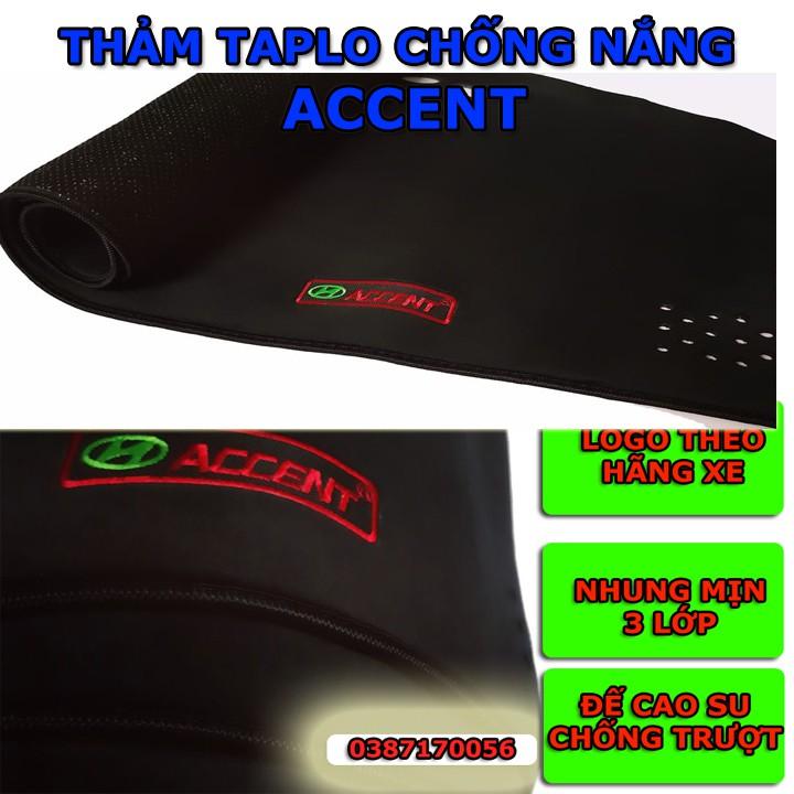 Thảm chống nóng taplo Accent 2010 -2021 Bằng nhung mịn 3 lớp & da carbon , Da carbon vân gỗ đủ các đời xe