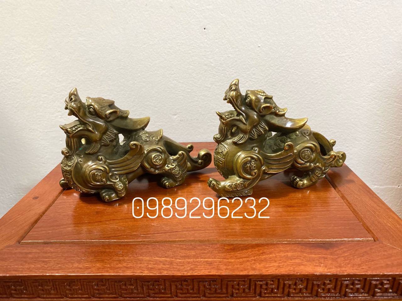 Đôi Tỳ Hưu phong thuỷ bằng đồng màu hun