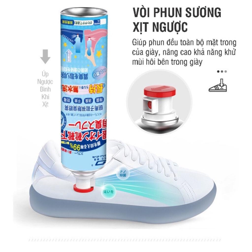 Xịt thơm khử mùi hôi giày dép, tất vớ hạn chế mùi hôi chân cho giày dép kháng khuẩn Nano bạc, giữ cho giày dép thơm lâu