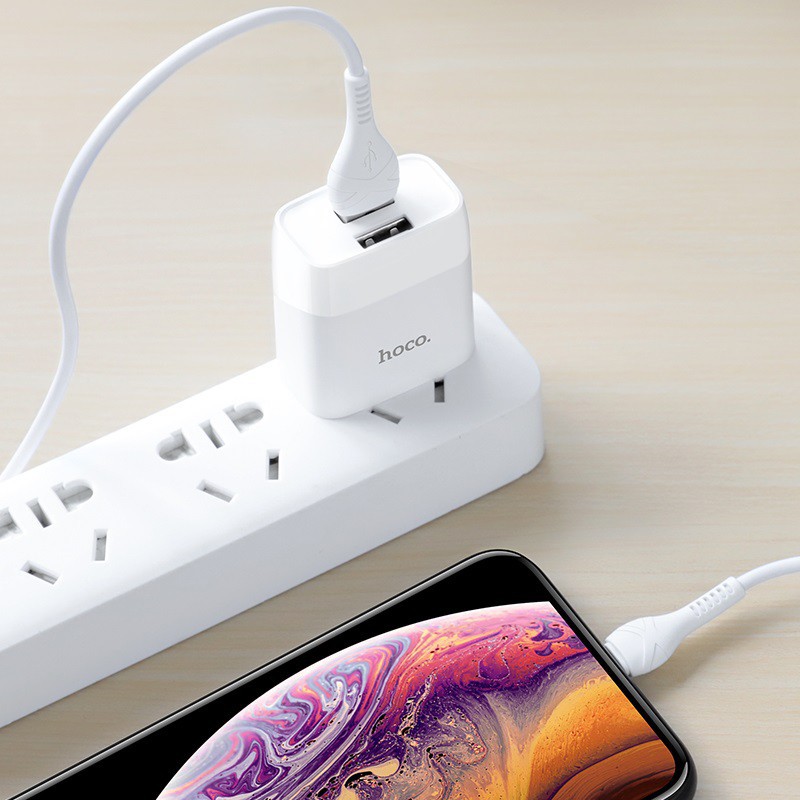 Bộ cáp sạc củ sạc Hoco c73 sạc nhanh 2.4A - cốc sạc kèm dây sạc micro usb type c lightling cho iphone oppo xiaomi,...vv - hàng chính hãng