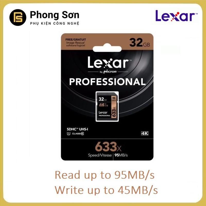 Thẻ nhớ SDHC 32GB Lexar Professional U1 633x 95MB/s - Hàng Chính Hãng