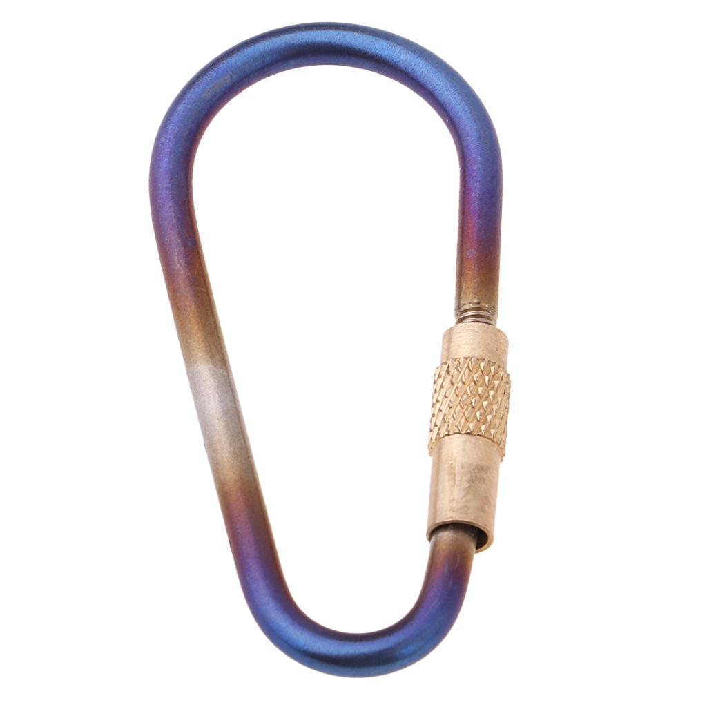 Titanium Keychain Carabiner D-ring Buckle Screw Gate Keyring Outdoor Sports