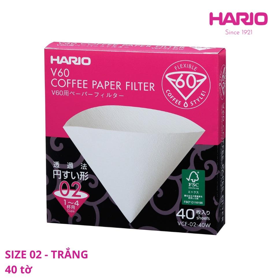 Giấy lọc cà phê Hario V60 màu trắng – chính hãng